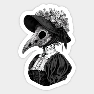 Black and White Gothic Plague Lady Sticker